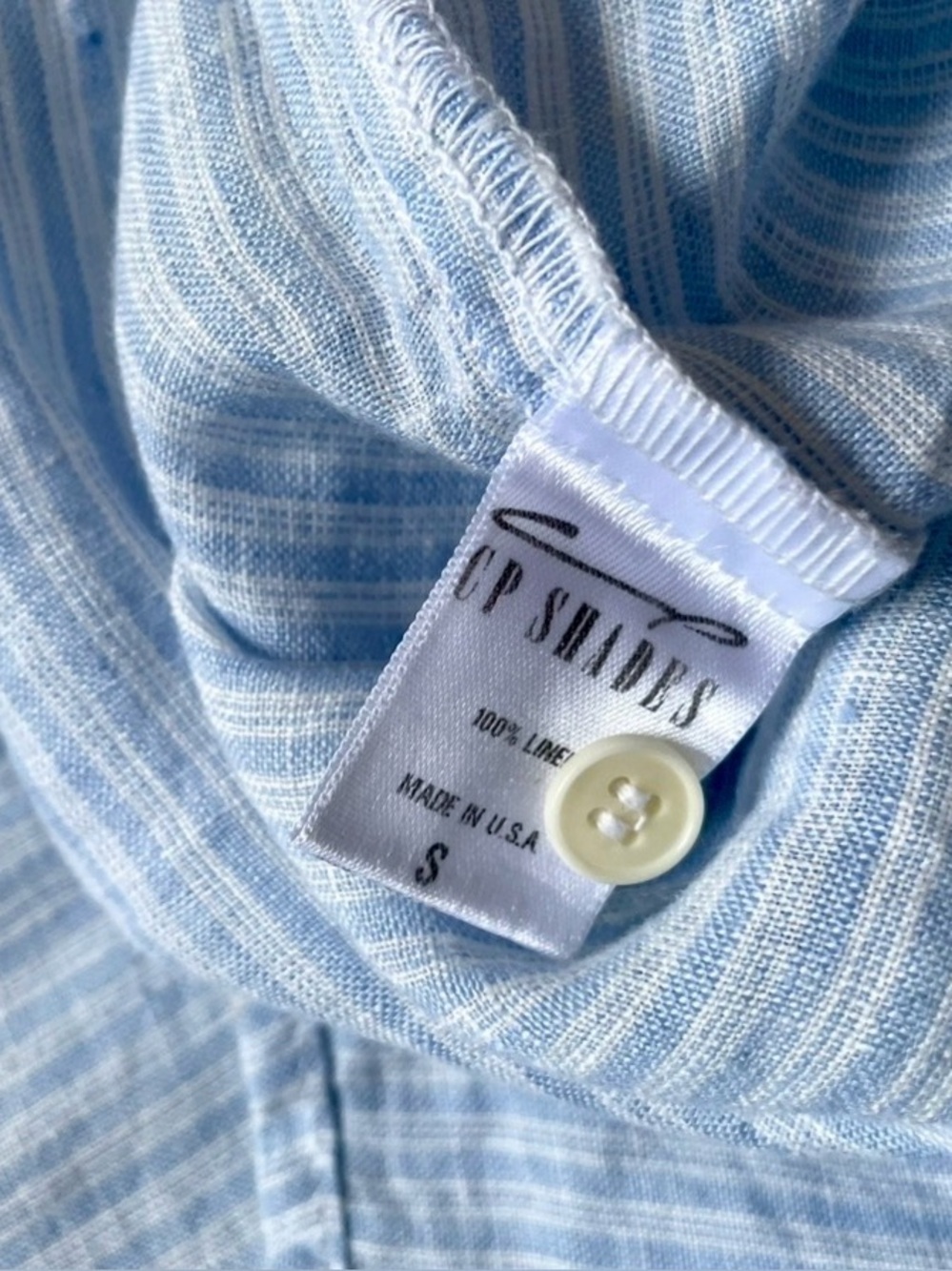 CP Shades 100% Linen Striped Long Sleeve Tunic Shirt Small - Picture 5 of 6